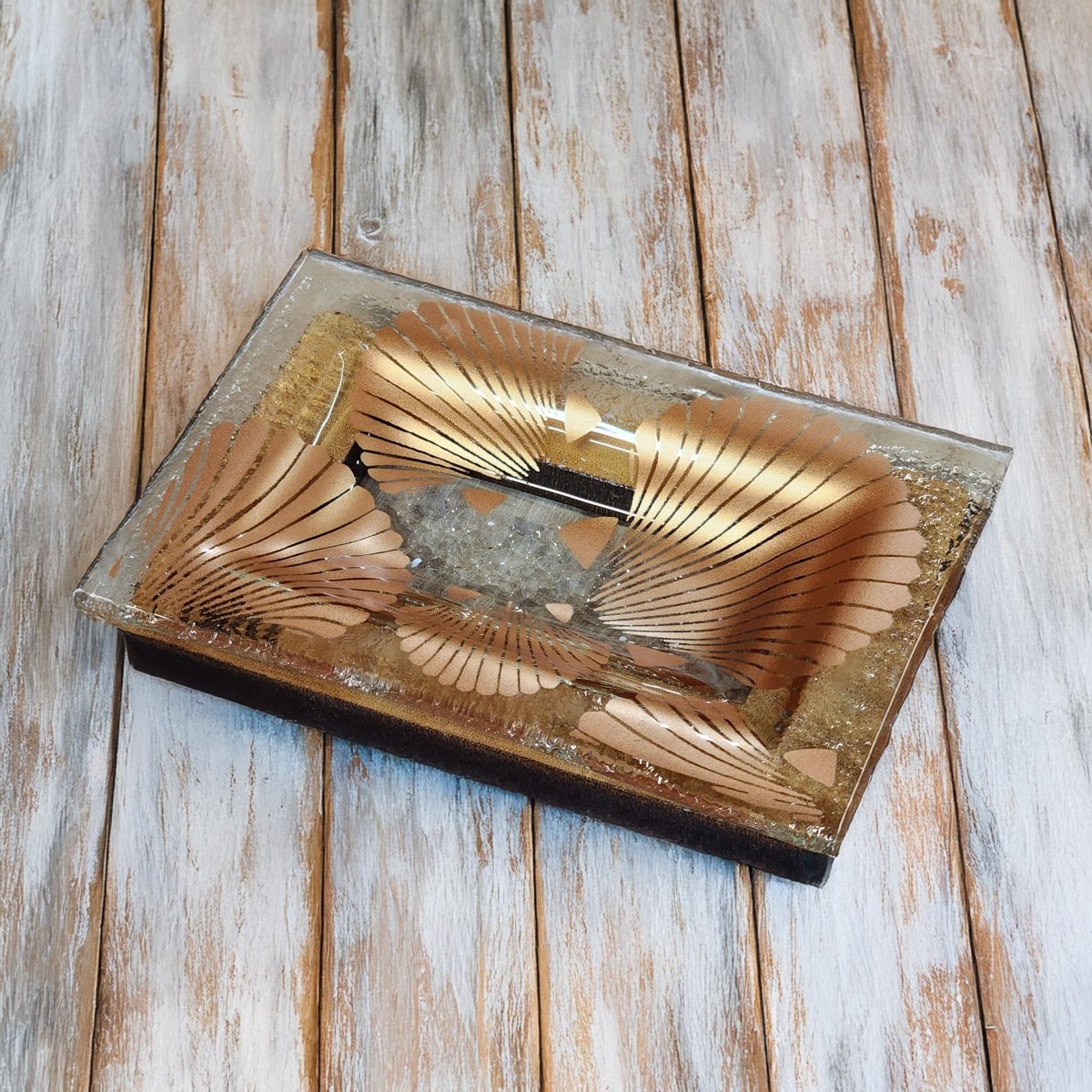 NZ Made Glass Rimu Soap/Jewelry Dish Shells - Copper - Fiery Creations Ltd