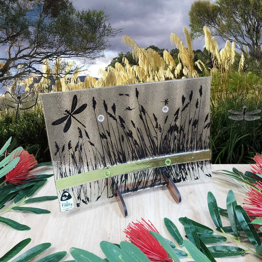 Reflections Series - Dragonfly - Medium Rectangle w/stand - Fiery Creations Ltd