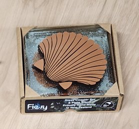 Scallop Shell Glass Coasters - Pack of 4 - Fiery Creations Ltd
