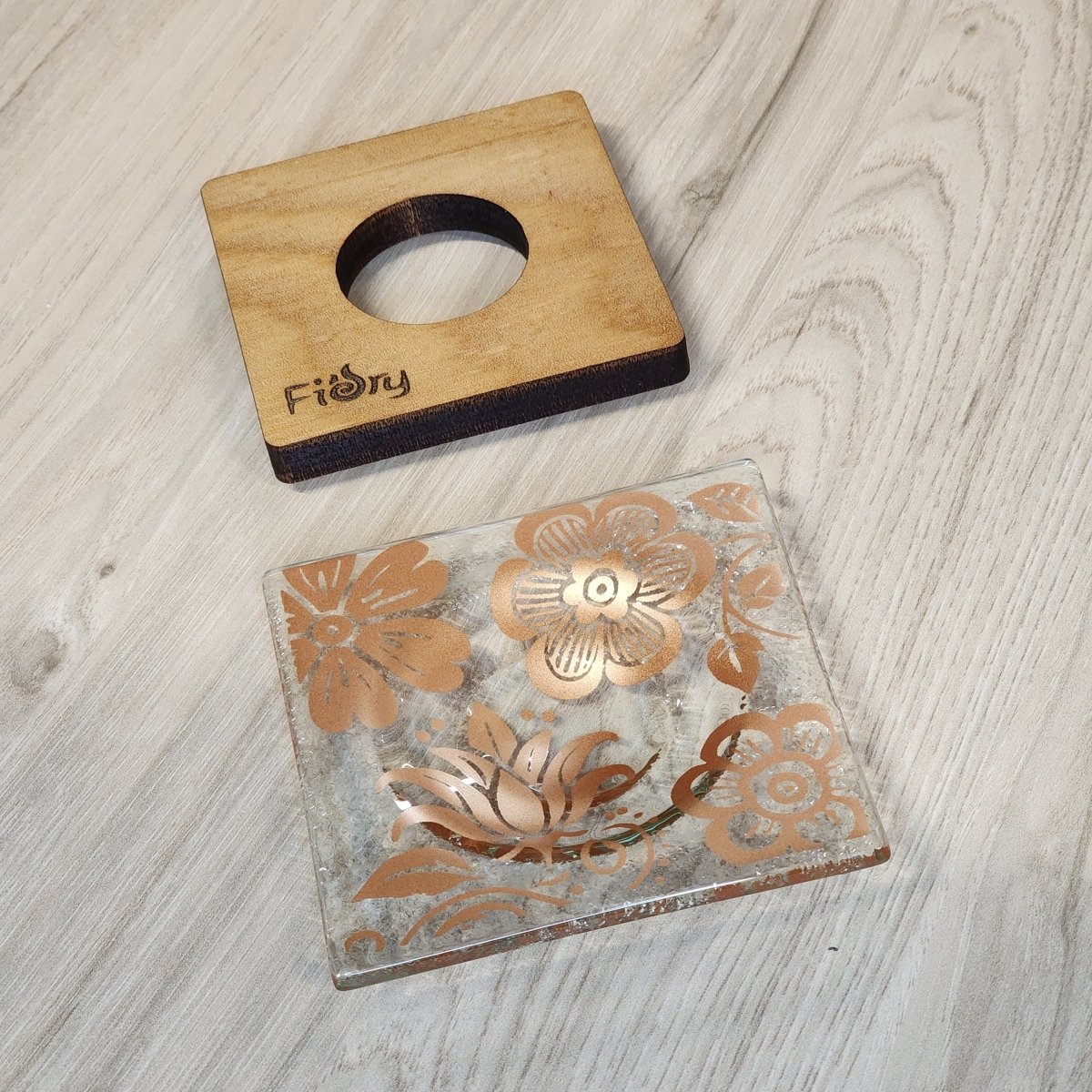 Small Wild Flower Dish w/Rimu Base Copper - Fiery Creations Ltd