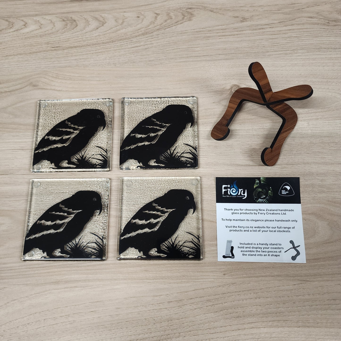 Kea Glass Coasters - Pack of 4