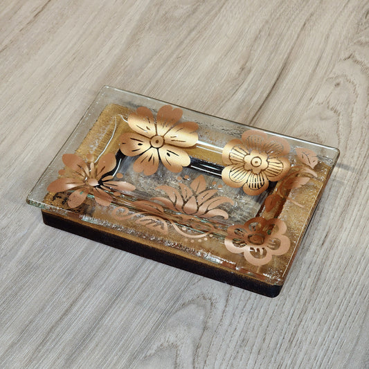 Wild Flower Dish w/Rimu Base Copper