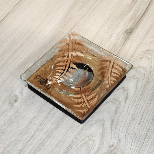 Small Fern Dish w/Rimu Base Copper