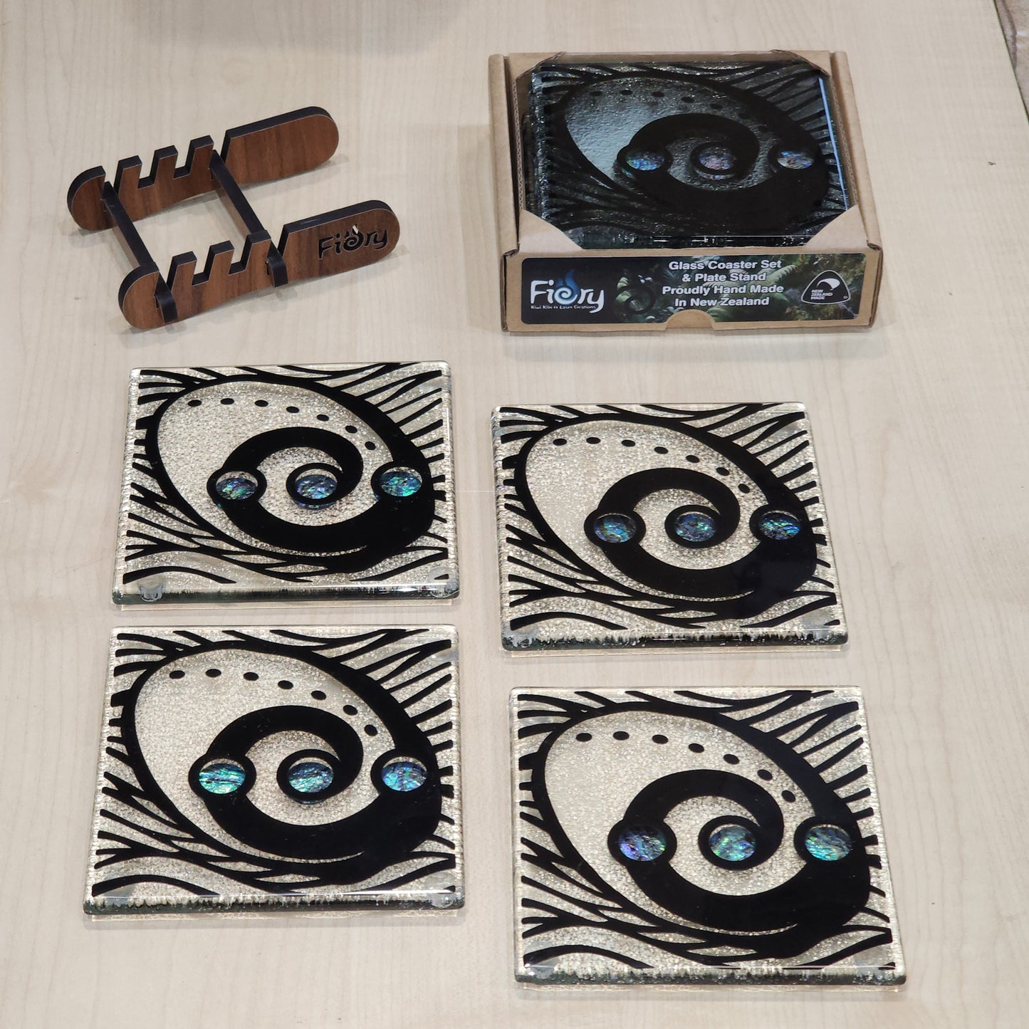 Ocean Paua w/Paua Glass Coasters - Pack of 4