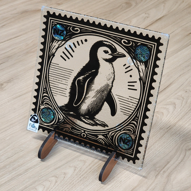 Stamp Range - Little Blue Penguin w/Paua Medium Square 200x200mm