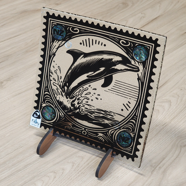 Stamp Range - Dolphin w/Paua Medium Square 200x200mm