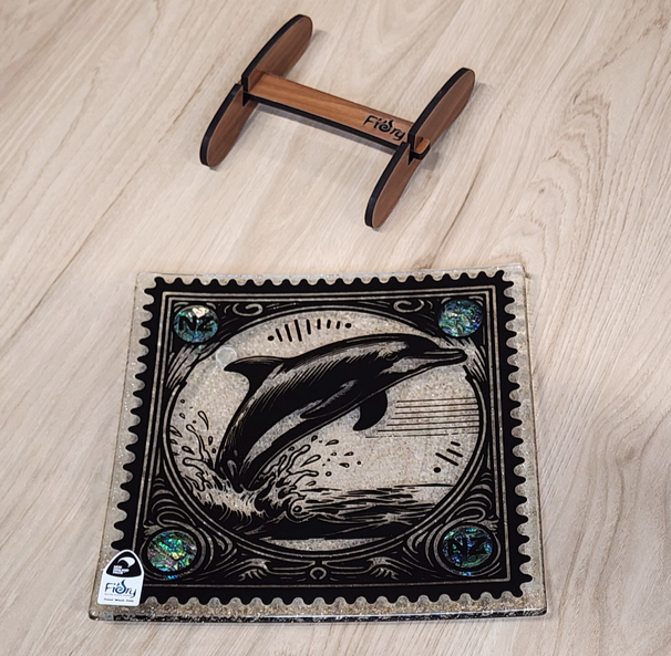 Stamp Range - Dolphin w/Paua Medium Square 200x200mm