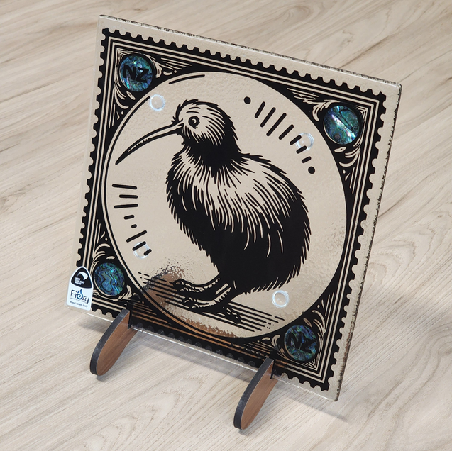 Stamp Range - Kiwi w/Paua Medium Square 200x200mm