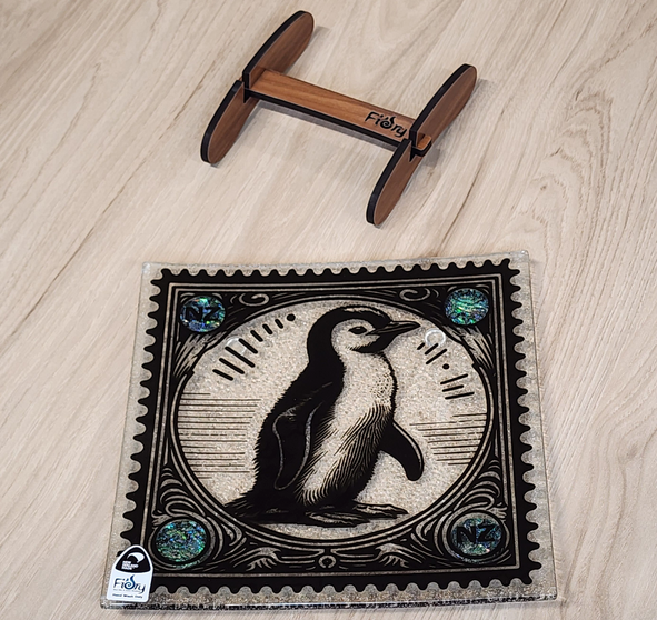 Stamp Range - Little Blue Penguin w/Paua Medium Square 200x200mm