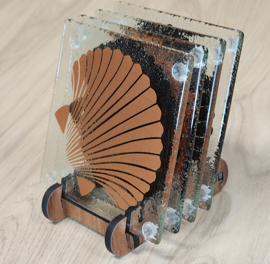 Scallop Shell Glass Coasters - Pack of 4