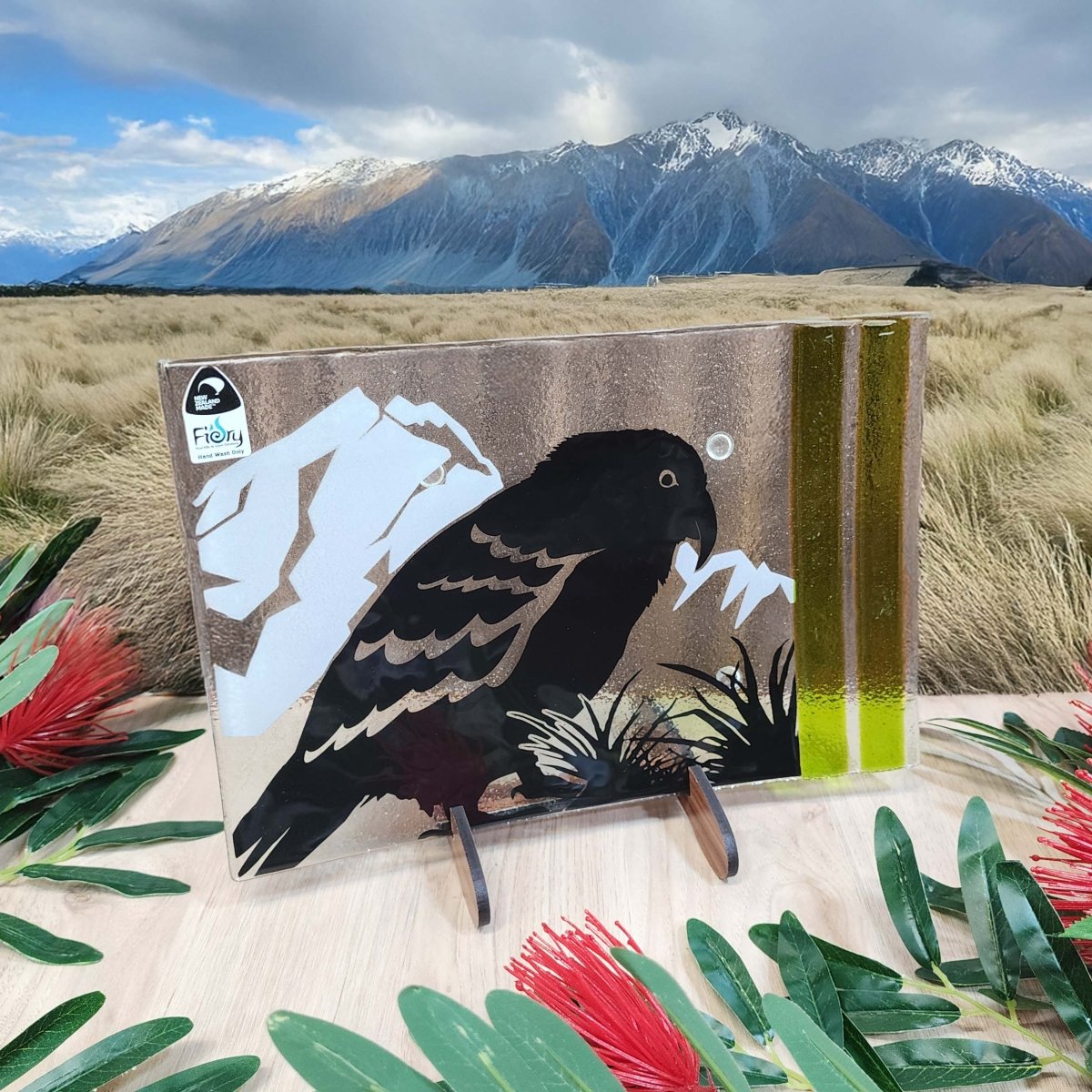 Kea and Aoraki / Mt Cook - Medium Rectangle 300x200mm w/stand - Fiery Creations Ltd